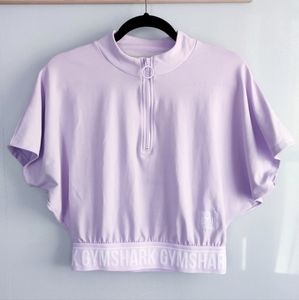 Gymshark Recess Crop 1/2 Zip Tee light purple crop top fitness apparel gym